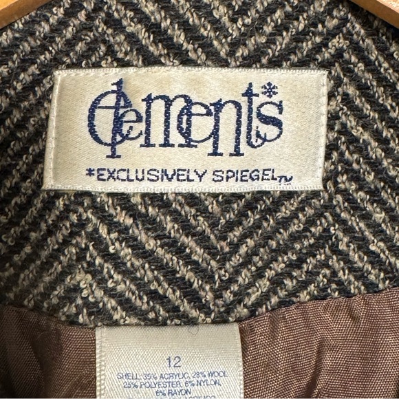 Vintage Elements Exclusively Spiegel Cropped Wool Tweed Lined Blazer Size 12 - Picture 4 of 9